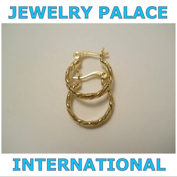 14K Gold Filled Trendy Twist Hoop Earrings. - Picture 6 of 7